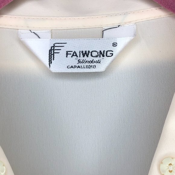 Vintage Blouse with Floral Button Embellished Collar and Sleeves - Picture 8 of 8